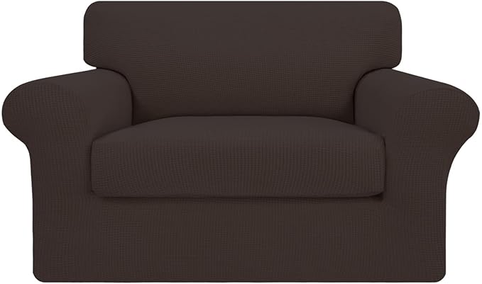 Easy-Going 2 Pieces Stretch Oversized Chair Couch Cover Sofa Cover for Dogs Sofa Slipcover for Separate Cushion Couch Jacquard Fabric Elastic Furniture Protector for Pets (Chocolate, Oversized Chair) by Easy-Going