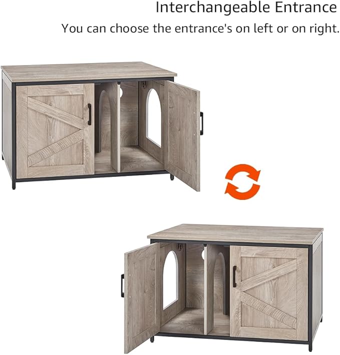unipaws Top Opening Cat Litter Box Enclosure Furniture, Flip Top Design | XL Extra Large Cat Box, Friendly to Elderly People, High Jumbo Automatic Litter Box Cover Hidden for Large Cat - Image 6