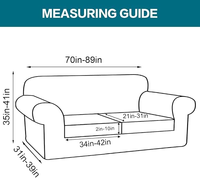 Turquoize 3 Piece Sofa Covers for 2 Cushion Couch Sofa Slipcover Soft Couch Cover for Dogs-Washable Sofa Furniture Cover with 2 Individual Cushion Covers, Feature Fabric (2 Cushion Sofa, Olive) - Image 2