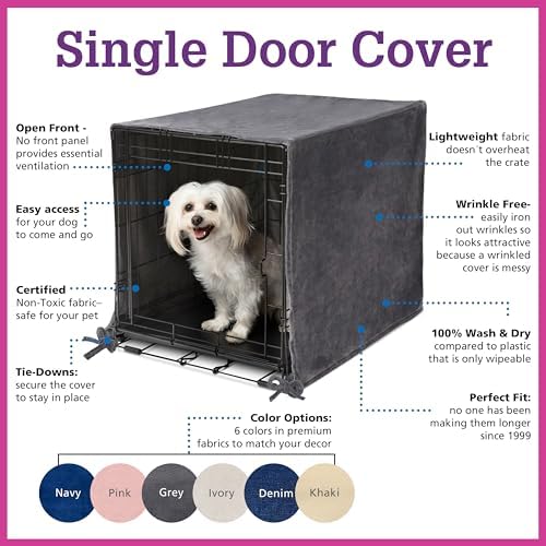 Pet Dreams Dog Crate Cover & Mat- Breathable Non-Toxic Kennel Topper for Single-Door Crates, Fits iCrate Dog Cages 18, 24, 30, 36, 42, 48 Inches (Ivory, X-Small, 18“) - Image 2