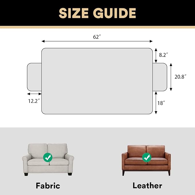 PrinceDeco Waterproof Sofa Bed Cover Washable，Thick Loveseat Couch Covers for 2 Cushion Couch Sofa Pet Friendly, Pet Couch Covers Furniture Protector for Dogs Cats ((Taupe,40x48 Inch) - Image 6