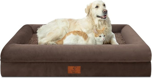 XL Orthopedic Dog Bed Waterproof for Extra Large Size Dogs | 360 Degree Bolster Support, Egg Crate Foam, Waterproof Liner, Non-Slip Bottom, Machine Washable Cover, 41 x 29 Inch by Yiruka