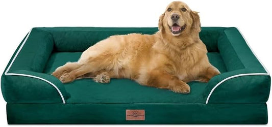 Comfort Expression Orthopedic Dog Bed for Extra Large Dogs with Bolster | Waterproof Dog Couch Bed with Washable Cover & Non-Slip Bottom, Supportive Egg Crate Foam XL Pet Bed, 42x30 Inch by ComfortExpression