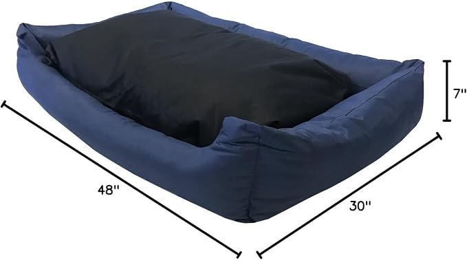 Tough Durable Oxford Waterproof Fabric Covered 2-Piece Polyester Filling Pillow Pet Bed for Small to Extra Large Dog (48x30 inches, Navy) - Image 4