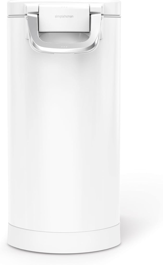 simplehuman Large Pet Food Storage Container, Holds 30-35 lb / 14-16 kg of Dry Dog Food, Cat Food, or Bird Seed, Airtight Lock-Tight Lid with Magnetic Scoop, BPA-Free, White Steel - Image 3
