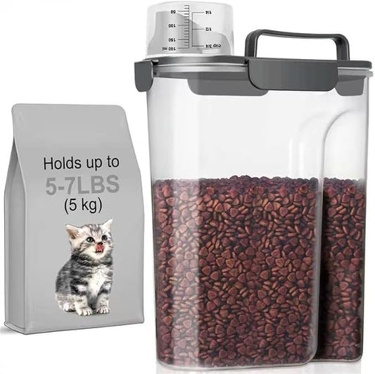 LEAWALK 5Lbs Airtight Cat Dog Food Storage Container with Upgraded Large Nozzle BPA-Free, Pet Food Storage Containers for Rice, Grain, Pet Food, Flour, Dog Treat Storage (Dark Gray, 5L-1pack) by LEAWALK