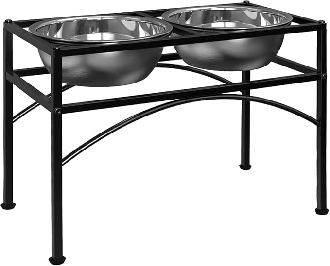 Elevated Dog Bowls for Large Dogs, 14" Raised Dog Bowl Stand for Large Sized Dog, Large Dog Feeder with Food and Water Bowls by LUEXBOX