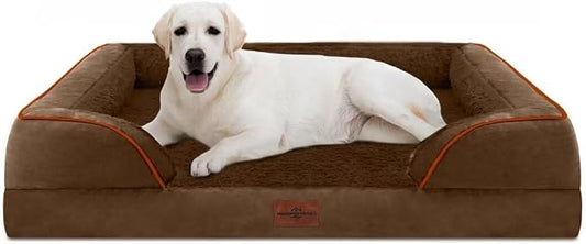 Comfort Expression Orthopedic Dog Bed for Extra Large Dogs with Bolster | Waterproof Dog Couch Bed with Washable Cover & Non-Slip Bottom, Supportive Egg Crate Foam XL Pet Bed, 45x35 Inch by ComfortExpression