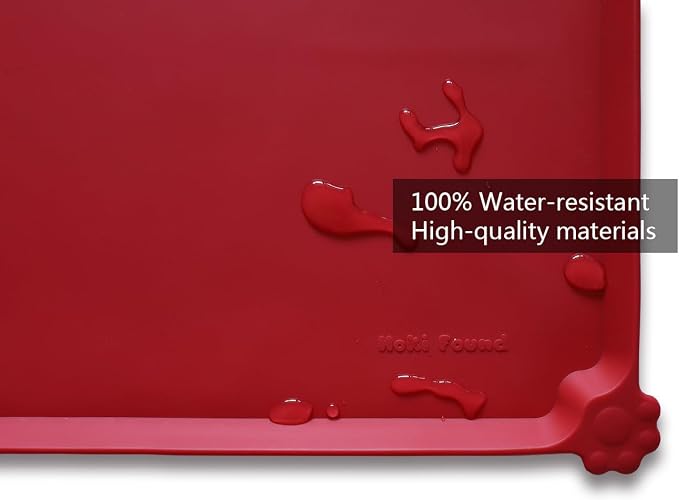 Hoki Found Silicone Pet Food Mats - Non Slip Dog Cat Bowl Mats - Classic Red - Image 3