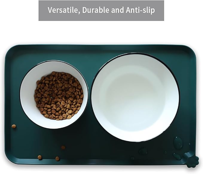 Hoki Found Silicone Pet Food Mats Tray - High-Lips Pet Dog Cat Bowl Mats - Dog Pet Cat Feeding Mat - Waterproof Dog Cat Food Mats -Pet Water Mats for Floors - Dark Cedar - Image 4