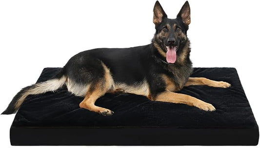 KSIIA Orthopedic Dog Bed for Extra Large Dogs with Waterproof, Black, 47x29 | Deluxe Soft Plush Dog Crate Bed, Washable Pet Mat with Removable Cover & Egg Crate Foam for Extra Large Dogs Sleeping by KSIIAPetProducts