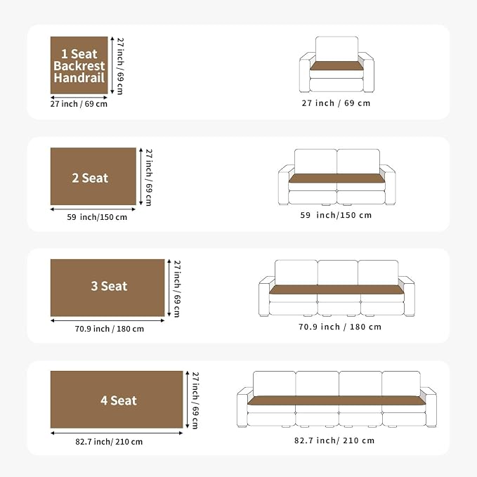 Sofa Couch Cover, Sofa Covers for Dogs Washable, Non-Slip Striped Sofa Slipcovers for Sectional Sofa, Sofa Cover Furniture Protector for L Shaped(Khaki, 27.6"x 59") - Image 5