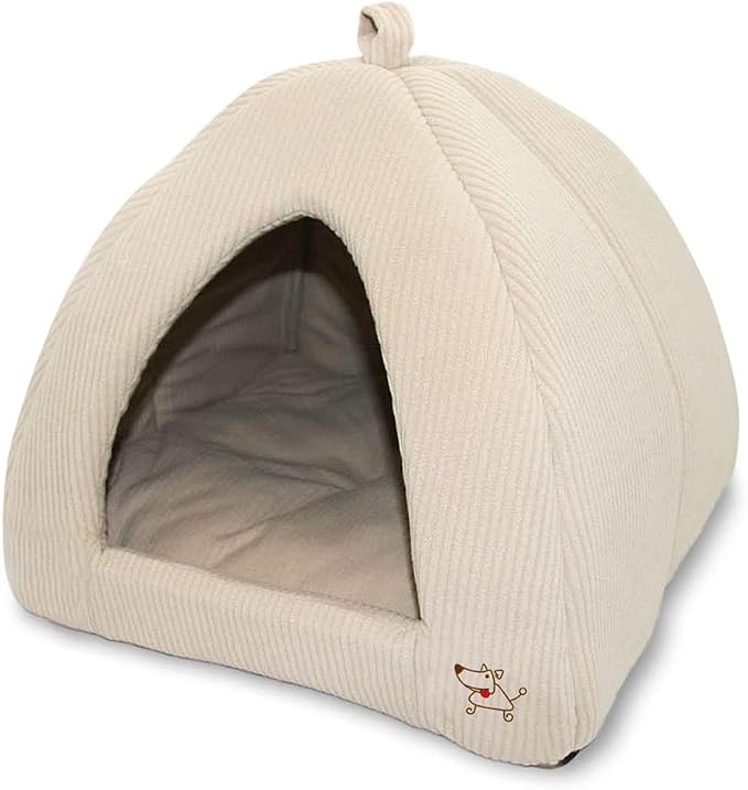 Best Pet Supplies Cat Bed for Indoor Cat, Domed Tent House with Removable Pillow, Covered Cat Cave for Small Dog, Puppies and All Breeds of Cats - Corduroy Beige, 16 x 16 x H:14" by BestPetSuppliesLLC