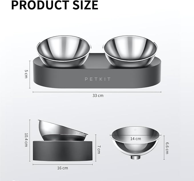 PETKIT Elevated Dog Cat Bowl with 2 Stainless Steel Replaced Bowls, 15° Tilted Raised Cat Food and Water Bowls, Food Grade Material, Nonslip No Spill Pet Feeding Bowls - Image 3