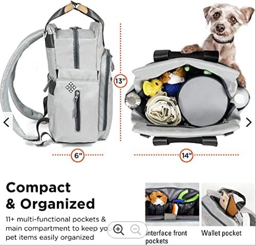 TALK TO THE PAW - Dog Backpack - Dog Supply Organizer with Blanket, Collaspable Bowls and Food Canister - Weekend Pet Travel - Pet Travel Airline Compliant (red Blanket, paw Prints) - Image 5
