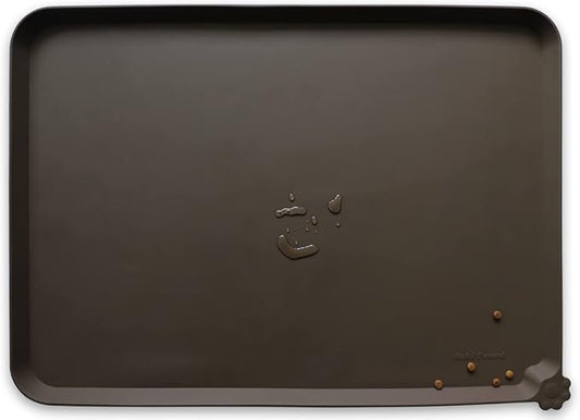 Hoki Found XX-Large Silicone Pet Food Mats Tray - Non Slip Pet Dog Cat Bowl Mats Placemat - Dog Pet Cat Feeding Mat - Waterproof Dog Cat Food Mats -Pet Water Mats for Carpet - Coffee by Hoki+Found