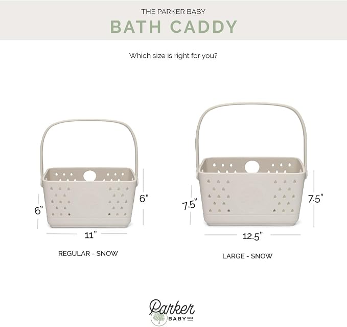 Parker Baby Co. Quick-Dry Bath Caddy Organizer with Handle - Snow, Large | BPA-free, food-grade shower caddy & bath organizer that stores toys and bath supplies in a sturdy, easy-carry handle design - Image 7