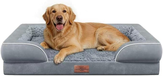 Comfort Expression Orthopedic Dog Beds for Large Sized Dog with Bolster | Waterproof Dog Couch Bed with Washable Cover & Non-Slip Bottom, Supportive Egg Crate Foam Large Pet Bed, 36x27 Inch by ComfortExpression