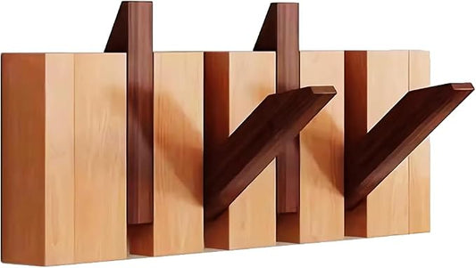 Wall Mounted Coat RackHooks Piano Key Hangers Natural Solid Wood Hanger Non-Woven Fabric Clothes Hangers for Closet, Kitchen, Bedroom, Bathroom, Entryway (Walnut-Beech, 4 Hooks) by MurphyBedKitMattresFrame