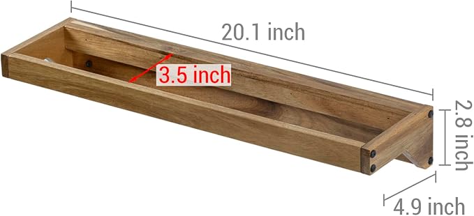 MyGift Set of 4 Premium Acacia Wood Wall Hanging Shoe Rack, Wall Mounted Space Saving Footwear Storage System for Closet, Mudroom, Entryway, Holds 8 Pairs - Image 3