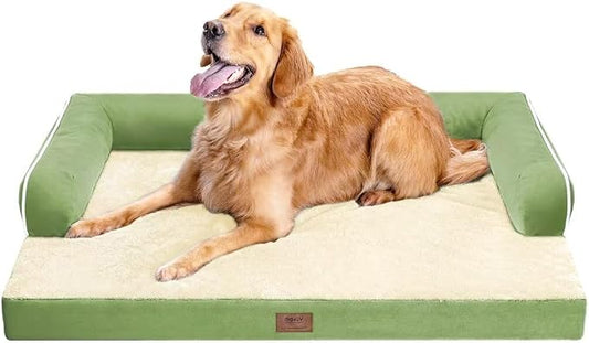 MEKIY Orthopedic Washable Dog Bed with Bolster for Medium to Large Dogs | Pillow Support for Neck Relief, Egg Crate Foam, Waterproof Liner, Anti-Slip Bottom, Removable Bolster Cover, 36 x 27 Inch by Mekiy