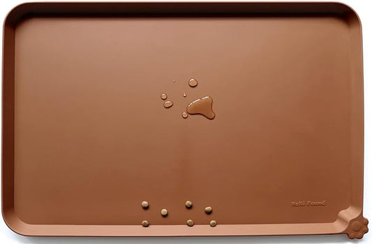 Hoki Found Large Silicone Non Slip Pet Feeding Mats - Waterproof Dog Cat Bowl Mats - Caramel by Hoki+Found