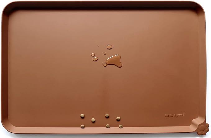 Hoki Found L Silicone Non Slip Pet Dog Cat Bowl Mats - Placemat - Feeding Mat - Waterproof - For Carpet - Caramel by Hoki+Found