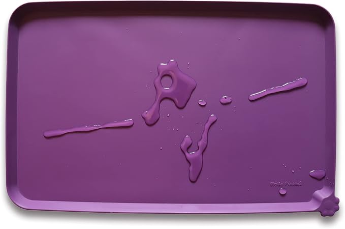 Hoki Found Waterproof Pet Feeding Mats with High Lips, Multiple Size and Colors for Dogs, Cats & Others -Eggplant by Hoki+Found