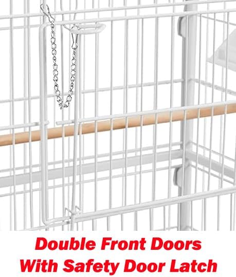 Extra Large Sturdy Wrought Iron Breeding Flights Canary Parakeet Cockatiel African Grey Lovebird Finches Parrot Home Cage Double Large Front Doors 4 Side Doors Bottom Storage Shelf On Lockable Wheels - Image 3