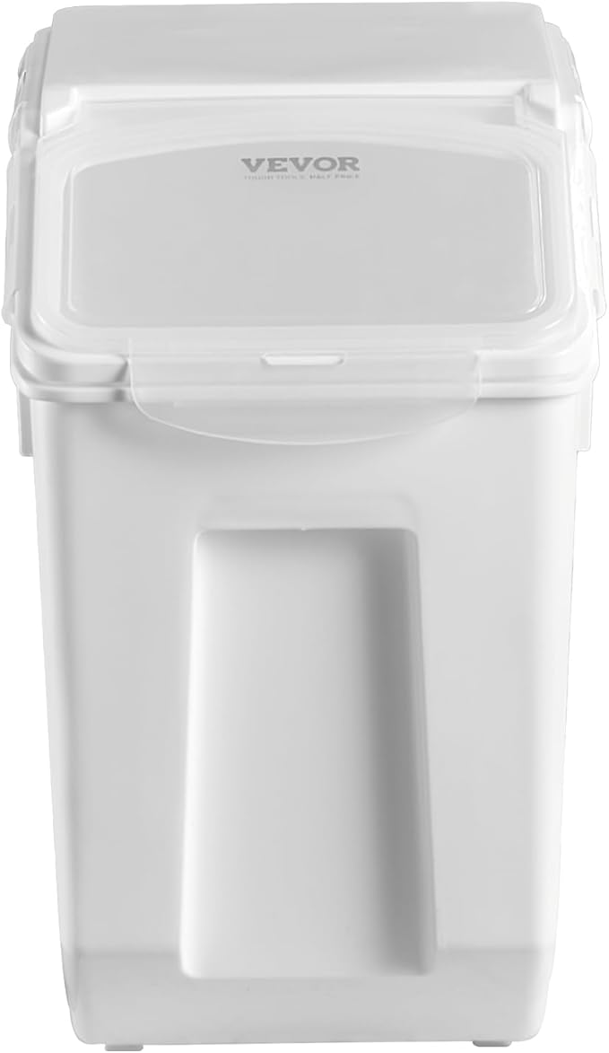 VEVOR Rice Storage Container, 3.5Gal/15Lx2 + 4.5Gal/20Lx2 Large Dog Food Dispenser Bin, Kitchen Ingredient Grain Cereal Bin, Pet food Containers with Wheels, 4 Measuring Cups, Airtight Lid, 4 Pack - Image 4