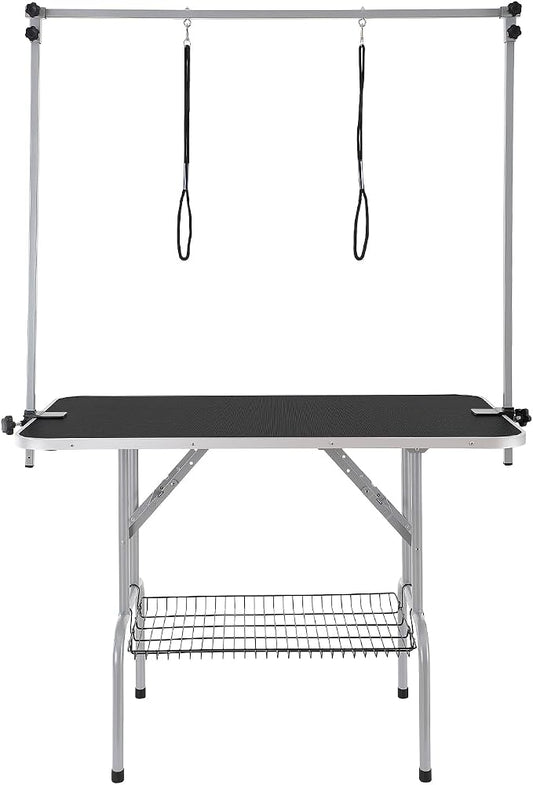 VEVOR Pet Grooming Table, 46 Inch Grooming Station with 2 Height Adjustable Arms, 330LBS Static Load Capacity, Foldable Dog Groom Station with No-Sit Haunch Holder with Loop, for Medium/Small Dogs by VEVOR