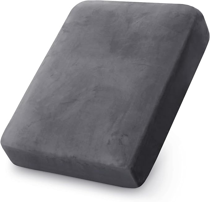 PrinceDeco Velvet Stretch Couch Cushion Cover, Sofa Slip Covers for Cushion Couch Chair Loveseat Sofa Furniture Protector Cushion Sofa Cover Each Width Up to 29.5", Grey by PrinceDeco