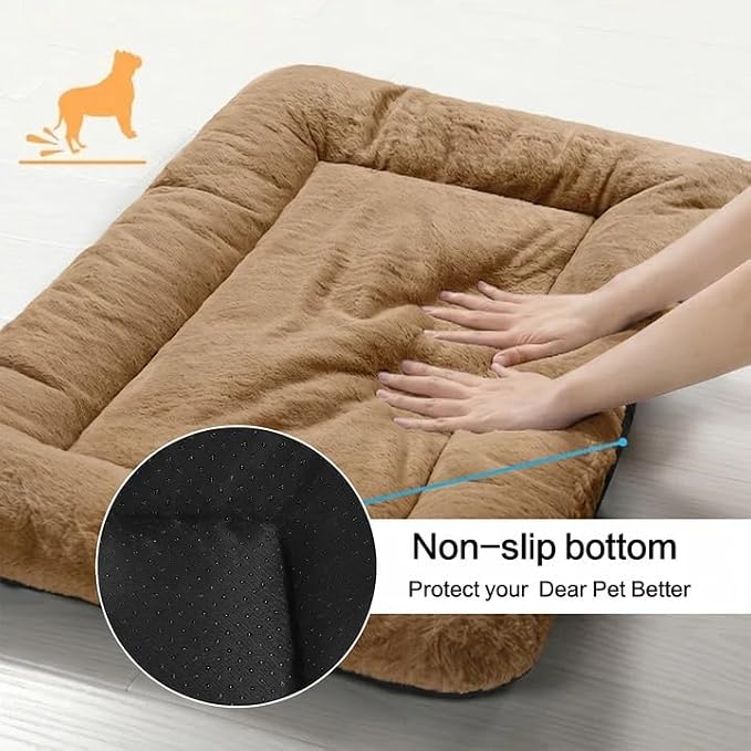 Dog Crate Pad Washable Dog Bed for Crate Small Cozy Mat 24-Inch Camel | Ultra Soft Kennel Pad,Anti-Slip Bottom,Fits for Most Metal Crates,Comfortable Sleeping Pet Mat - Image 6