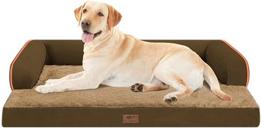 MEKIY XXL Orthopedic Waterproof Dog Bed with Bolster for Extra Large Dogs | Pillow Support for Neck Relief, Egg Crate Foam, Waterproof Liner, Anti-Slip Bottom, Removable Bolster Cover, 45 x 35 Inch by Mekiy