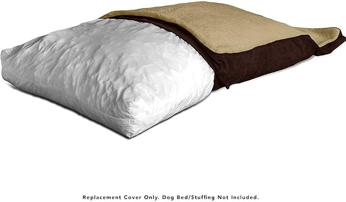 Floppy Dawg Medium Dog Bed Replacement Cover. Removable and Machine Washable Cover for Mattress and Rectangular Pillow Beds. 30L x 19W. Brown with Beige Top - Image 4