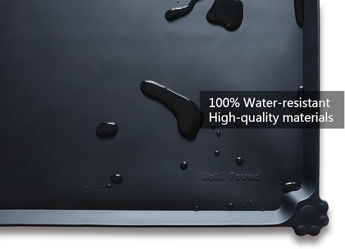 Hoki Found X-Large Silicone Pet Food Mats - Non Slip Dog Cat Bowl Mats - Waterproof - Black - Image 3