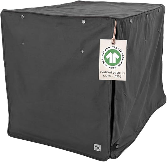 Molly Mutt I'm a Realist Dog Crate Cover, 100% Cotton Canvas Cover with 2 Roll-Up Panels, Ideal for Dog or Cat Crate, Durable, Washable, and Free of Harmful Chemicals, 36" x 24" x 27" by MollyMutt