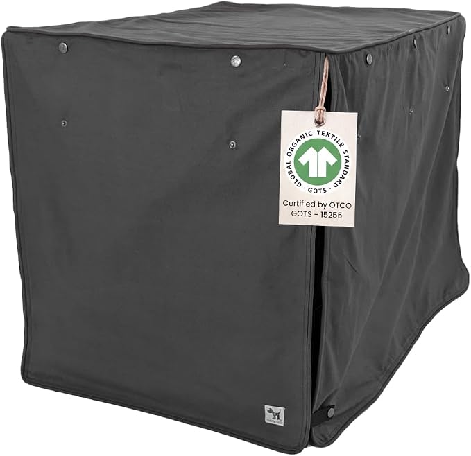 Molly Mutt I'm a Realist Dog Crate Cover, 100% Cotton Canvas Cover with 2 Roll-Up Panels, Ideal for Dog or Cat Crate, Durable, Washable, and Free of Harmful Chemicals, 48" x 30" x 33" by MollyMutt