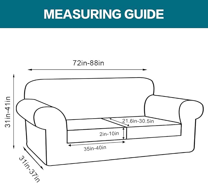 Turquoize 3 Piece Sofa Covers for 2 Cushion Couch Sofa Slipcover Soft Couch Cover for Dogs-Washable Sofa Furniture Covers with 2 Individual Cushion Covers (2 Cushion Sofa, Sand) - Image 2