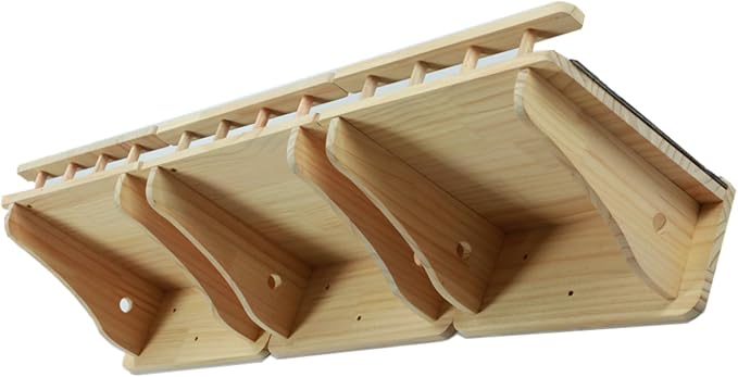 SHENGOCASE Wall Mounted Cat Furniture Set, Natural Wood, 47.2 inch Balcony Perch with Guardrail, 4 Steps, 2 Houses with Cushions - Image 5
