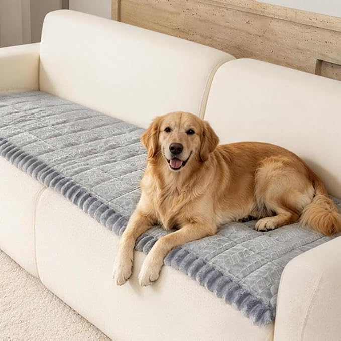 Thick Pet Couch Covers for Sofa (27.6"x80.7",Light Grey) | Soft Sofa Covers for 3 Cushion Couch, Machine Washable，Non Slip Sofa Cover, Flannel Dog Pet Friendly Couch Covers Protector by TIANXINBAOBEI