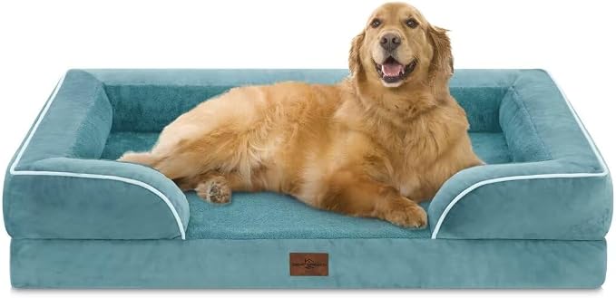 Comfort Expression Orthopedic Dog Bed for Extra Large Dogs with Bolster | Waterproof Dog Couch Bed with Washable Cover & Non-Slip Bottom, Supportive Egg Crate Foam XL Pet Bed, 42x30 Inch by ComfortExpression