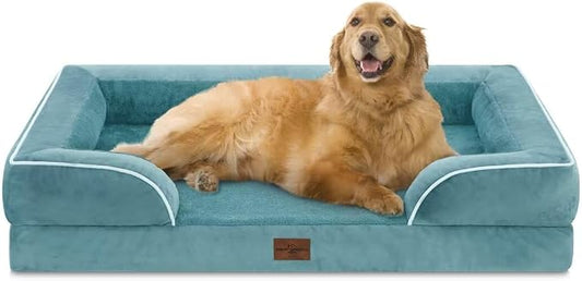 Comfort Expression Orthopedic Dog Bed for Extra Large Dogs with Bolster | Waterproof Dog Couch Bed with Washable Cover & Non-Slip Bottom, Supportive Egg Crate Foam XL Pet Bed, 42x30 Inch by ComfortExpression