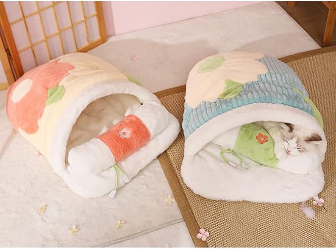 Cute Pet House,Cat Slipper Sleeping Bag with Pillow,Covered Hide Hood Cute Cave Cat Bed,Calming Dog Bed,Soft Warm Cozy Pet Supplies for Cat and Puppies Below 17lbs - Image 4