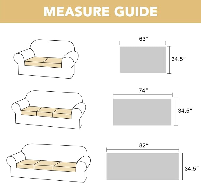 H.VERSAILTEX Couch Cover Chenille Pet Fuzzy Sofa Covers for 3 Cushion Couch Anti Slip Washable Sofa Slipcovers with Strap Soft Couch Protector Cover for Dogs Cats Kids(34.5" x 74", Ivory) - Image 3