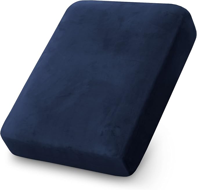 PrinceDeco Stretch Velvet Couch Cushion Cover,Soft Fitted Cushion Slipcover for Arm Chair Sofa Cushion Furniture Protector Seat Cushion Sofa Cover Width Up to 29.5", Navy by PrinceDeco