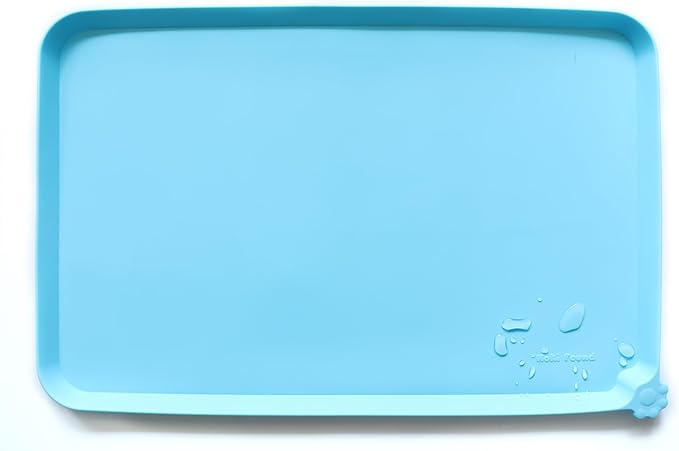 Hoki Found L Silicone Pet Food Mats - Non Slip Dog Cat Bowl Placemats - Waterproof Dog Cat Food Mats for Carpet - Arctic by Hoki+Found