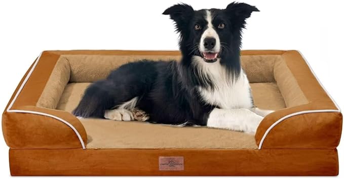 Comfort Expression Orthopedic Dog Beds for Large Sized Dog with Bolster | Waterproof Dog Couch Bed with Washable Cover & Non-Slip Bottom, Supportive Egg Crate Foam Large Pet Bed, 36x27 Inch by ComfortExpression