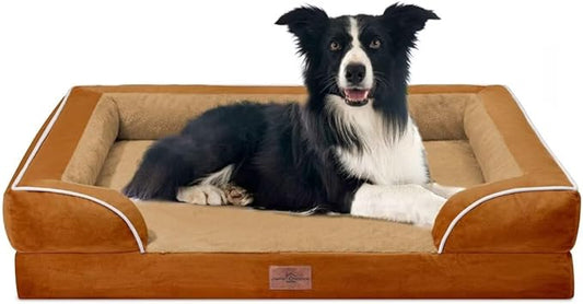 Comfort Expression Orthopedic Dog Beds for Large Sized Dog with Bolster | Waterproof Dog Couch Bed with Washable Cover & Non-Slip Bottom, Supportive Egg Crate Foam Large Pet Bed, 36x27 Inch by ComfortExpression