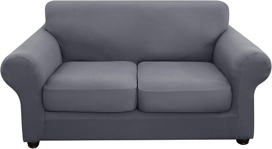 hyha Stretch Couch Cover, Sofa Covers for 2 Separate Cushion Couch Washable | Loveseat Cover, Floral Pattern, Printed, 3 Pieces, 2 Seater Furniture Protector with Elastic Bottom for Dogs, Pet Friendly by hyha